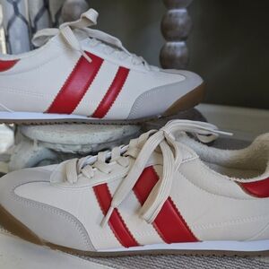 DV by Dolce Vita Cream and Red Sneakers